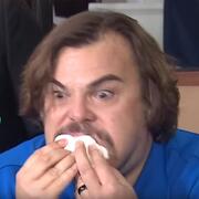 Jack Black with a mouthful of marshmallows