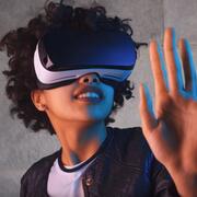 Woman wearing a virtual reality mask