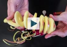 Peeled and spiraled apple