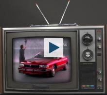 Car commercial on a vintage TV set