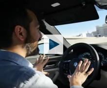 Man behind wheel of a self-driving car