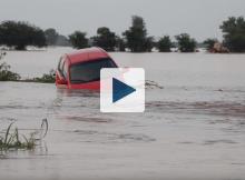 Car sinking in water