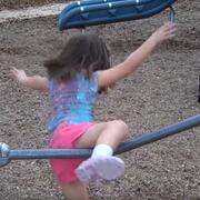 Girl falling from railing