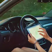 Woman using a GPS
