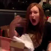 Girl reacting to present