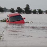 Car sinking in water