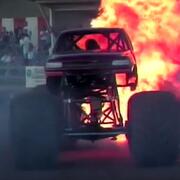 Monster truck on fire